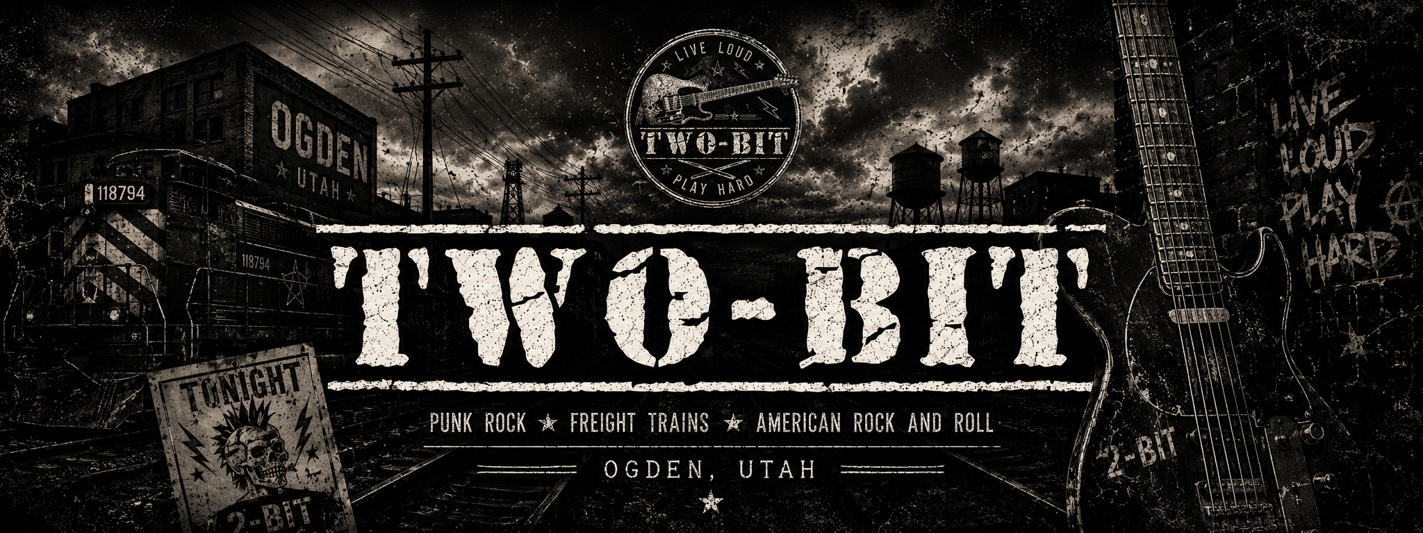 Two-Bit punk rock freight trains Ogden Utah banner